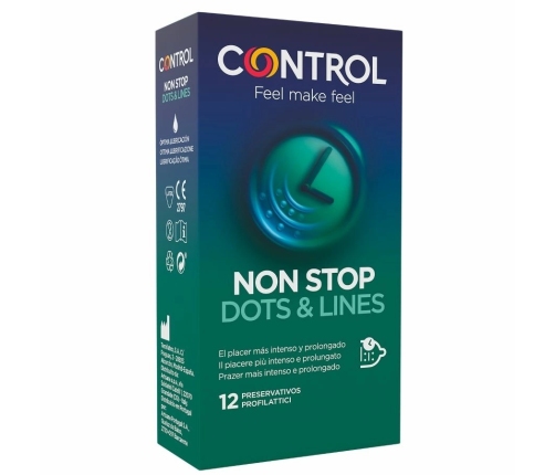 Control Nonstop Dots & Lines Latex Condoms 12 pcs Anatomical Fit 53mm