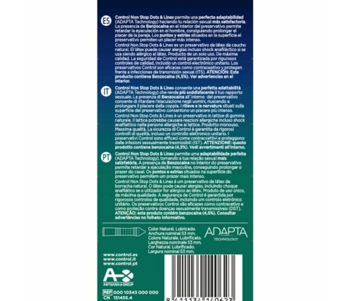 Control Nonstop Dots & Lines Latex Condoms 12 pcs Anatomical Fit 53mm