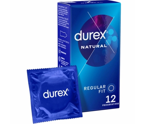 Durex Natural Plus Easy-On Latex Protection 12-Pack, Anatomical Fit