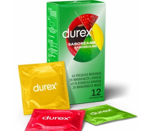 Durex Taste Me Flavoured Condoms 12 pcs - Multicolour & Fruit Aroma 53mm