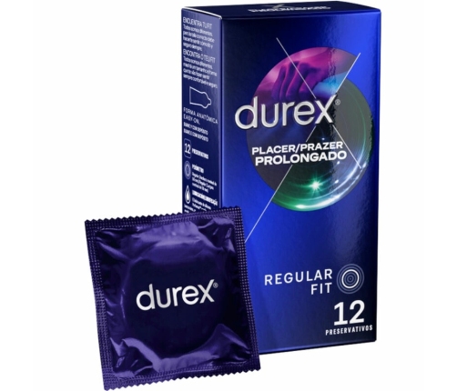 Durex Pleasure Prolonged 12-Pack Latex Condoms with Delay Lubricant