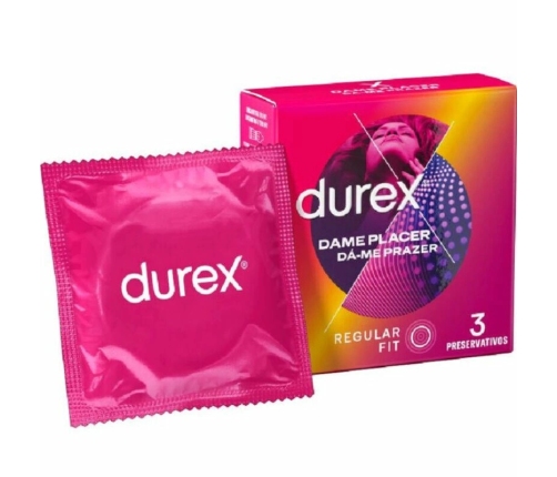 Durex Dame Placer Condoms 3-Pack - Textured Latex, 56mm, Lubricated