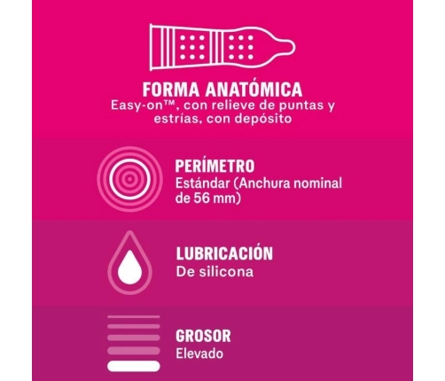 Durex Dame Placer 12-Pack Premium Latex Textured Condoms 56mm