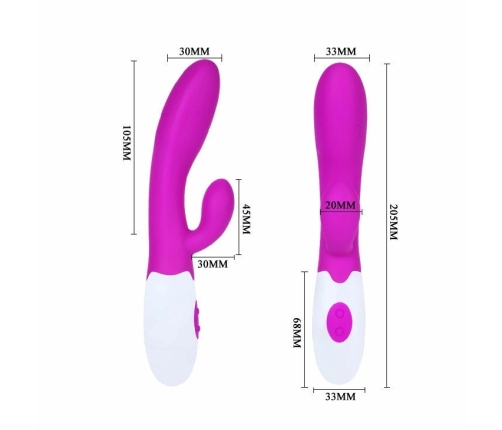 Pretty Love Alvis Dual Motor Vibrator Lilac/White 20 cm Ergonomic Design