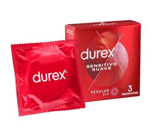 Durex Soft & Sensitive Thin Easy-On Latex Condoms 3-Pack, 56mm