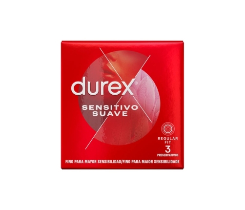 Durex Soft & Sensitive Thin Easy-On Latex Condoms 3-Pack, 56mm