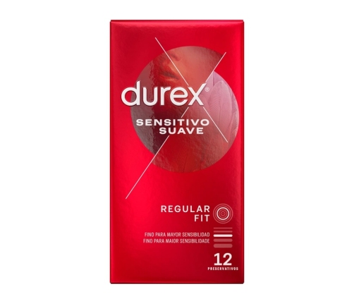 Durex Soft & Sensitive 12-Pack Anatomical Thin Latex Condoms 56mm