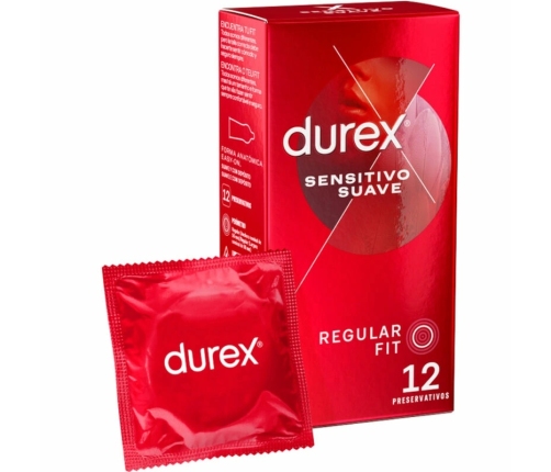 Durex Soft & Sensitive 12-Pack Anatomical Thin Latex Condoms 56mm