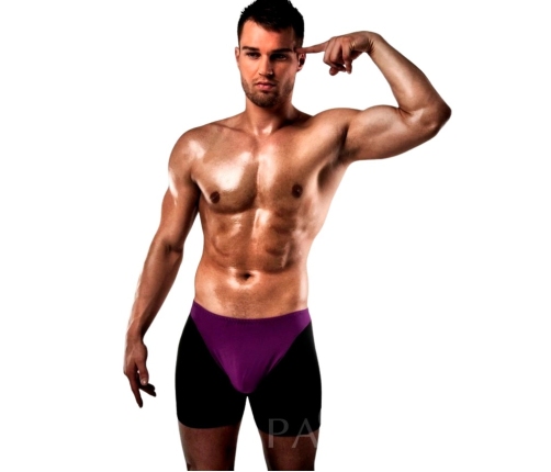 PASSION Boxer 009 Lilac/Black S/M - Modern Two-Tone Men's Underwear