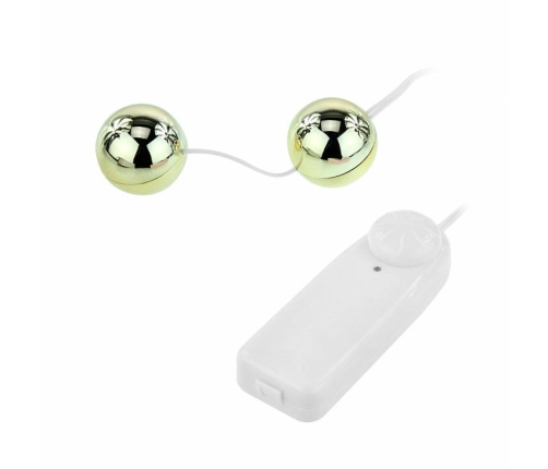 Baile Golden Vibrating Kegel Balls with Wired Remote, 3.2 cm, Gold