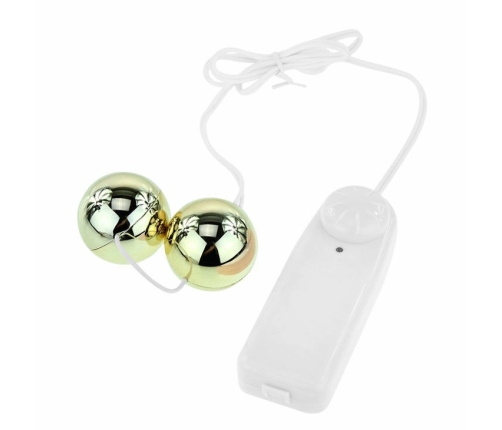 Baile Golden Vibrating Kegel Balls with Wired Remote, 3.2 cm, Gold