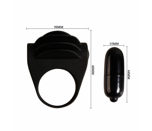 Pretty Love Chester Black Silicone Vibrating Ring - Ergonomic Design