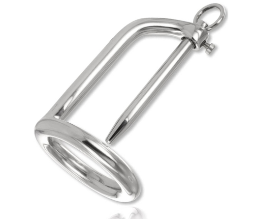 METAL HARD Stainless Steel Glans Ring with Urethral Plug, Silver, Universal