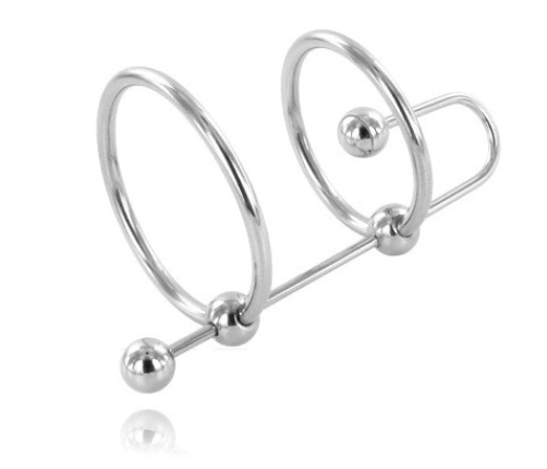 Metal Hard - Stalowy pierścień intymny z zabezpieczeniem, 28/32 mm