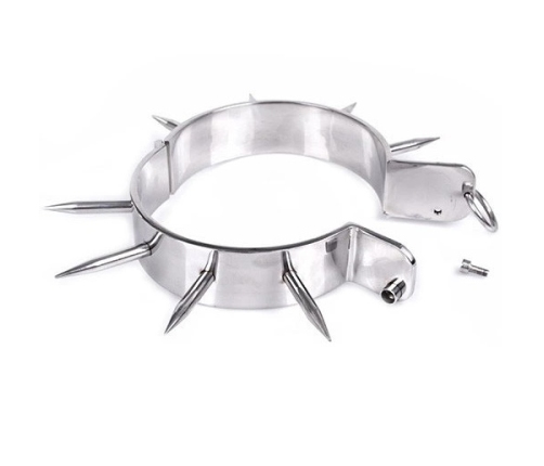 METAL HARD Chrome Collar with Points and O-Ring, 13.5cm, Steel