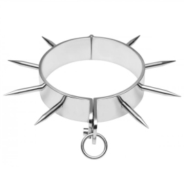 METAL HARD Chrome Collar with Points and O-Ring, 13.5cm, Steel