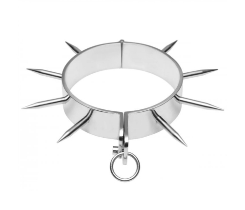 METAL HARD Chrome Collar with Points and O-Ring, 13.5cm, Steel
