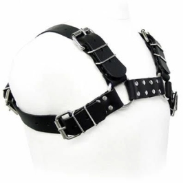 BDSMstore Leather Body Harness Black Adjustable Bull Dog S-XL
