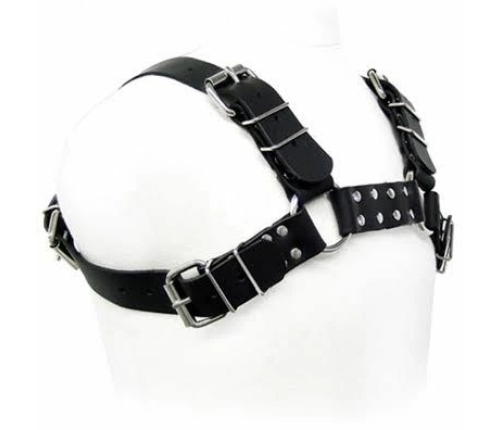 BDSMstore Leather Body Harness Black Adjustable Bull Dog S-XL