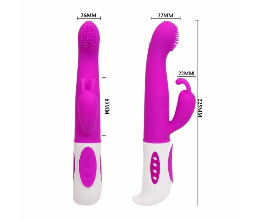 Pretty Love Hugh Rabbit Lilac - Dual Motor Silicone Intimate Device, 22.5cm