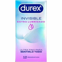 Durex Invisible Extra Lubricated 12 pcs - Ultra-Thin, Enhanced Comfort