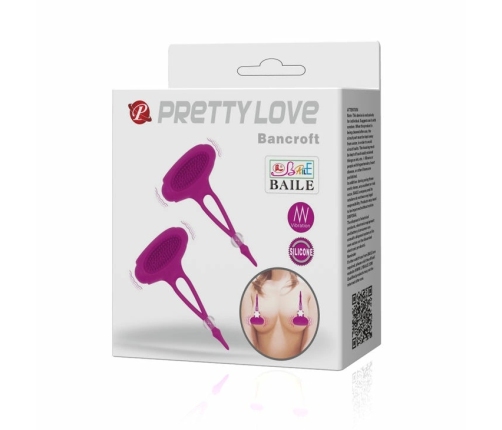 Pretty Love Bancroft Vibrating Silicone Nipple System, 2 pcs, Black