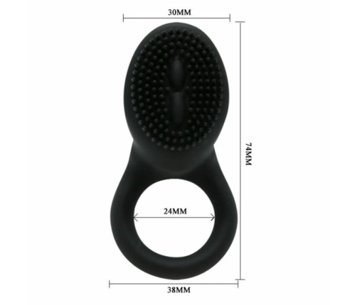 Pretty Love Cobra Silicone Vibrating Ring Black 7cm Adjustable Fit