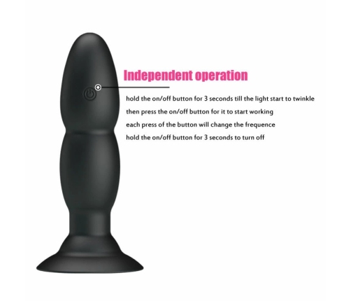 Pretty Love Anal Plug with Remote Control, Vibration & Rotation, Black