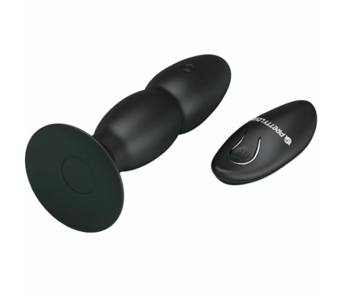 Pretty Love Anal Plug with Remote Control, Vibration & Rotation, Black