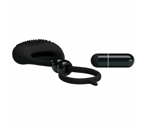 Pretty Love Double Silicone Ring Black - Dual Support System with Vibration