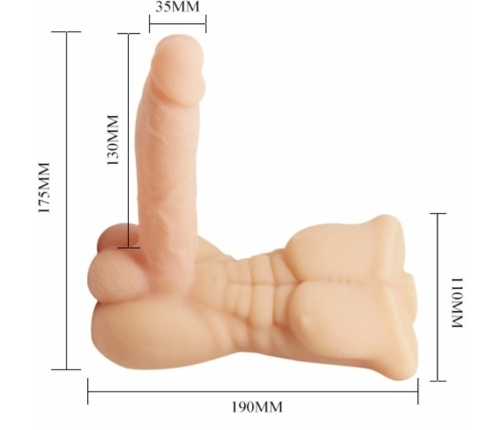 Baile Temptation Bigger Man Vibrating Torso Model, Multi-Speed, TPR/ABS