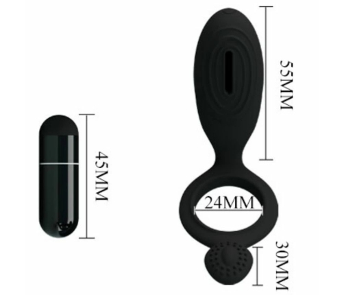 Pretty Love Ethel Black Silicone Vibrating Intimate Ring