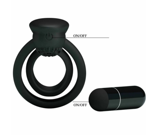 Pretty Love Esther Intimate Silicone Ring with Vibrating Feature Black