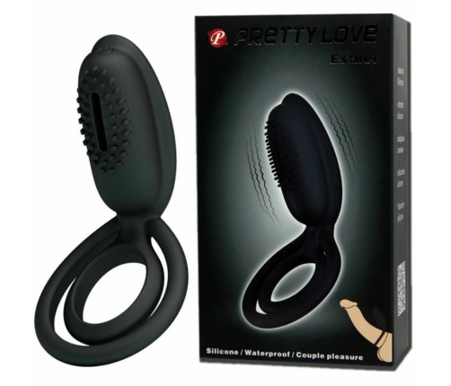 Pretty Love Esther Intimate Silicone Ring with Vibrating Feature Black