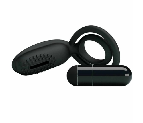 Pretty Love Esther Intimate Silicone Ring with Vibrating Feature Black