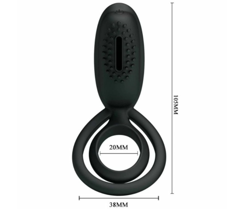 Pretty Love Esther Intimate Silicone Ring with Vibrating Feature Black