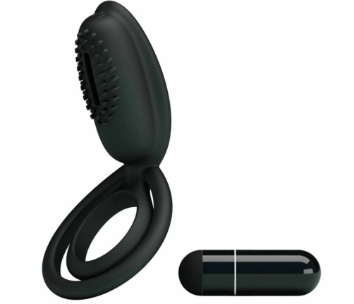 Pretty Love Esther Intimate Silicone Ring with Vibrating Feature Black