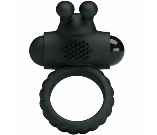 Pretty Love Eudora Silicone Vibrating Black Ring with Dual Stimulator