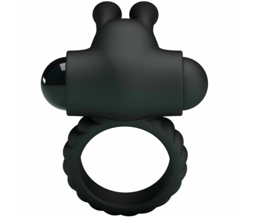 Pretty Love Eudora Silicone Vibrating Black Ring with Dual Stimulator