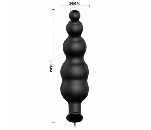 PRETTY LOVE - PLUG ANAL SILICONA ESTIMULACIÓN EXTRA Y 12 MODOS VIBRACIÓN NEGRO CONTROL REMOTO