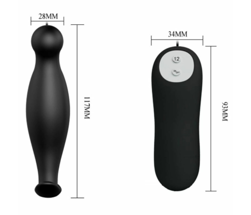 Pretty Love Silicone Intimate Plug 12-Mode Black Remote-Controlled