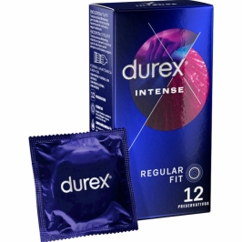 Durex Intense Ribbed & Dotted Condoms with Stimulating Gel 12 pcs