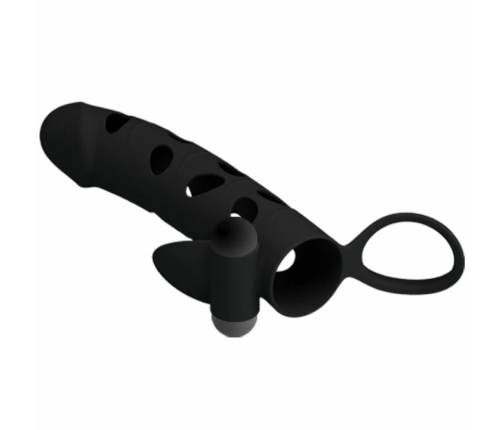 Pretty Love Silicone Extension Sleeve Black 15.2 cm with Vibration