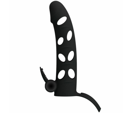 Pretty Love Silicone Extension Sleeve Black 15.2 cm with Vibration