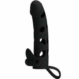Pretty Love Silicone Extension Sleeve Black 15.2 cm with Vibration