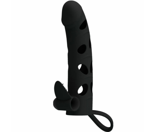 Pretty Love Silicone Extension Sleeve Black 15.2 cm with Vibration