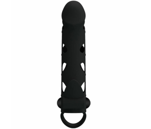 Pretty Love Silicone Extension Sleeve Black 15.2 cm with Vibration
