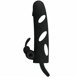 Pretty Love Silicone Extension Sleeve 14cm Black with Vibrating System