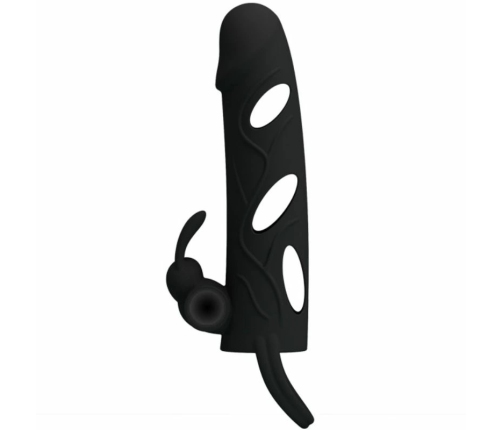 Pretty Love Silicone Extension Sleeve 14cm Black with Vibrating System