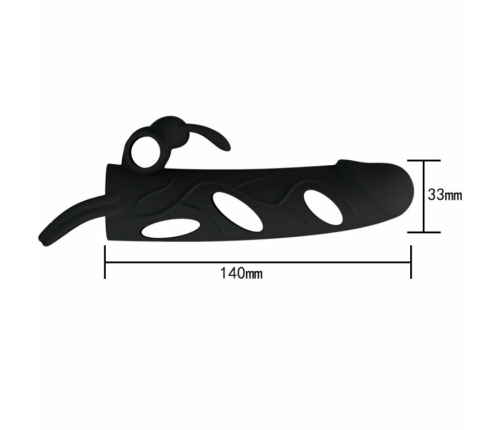 Pretty Love Silicone Extension Sleeve 14cm Black with Vibrating System